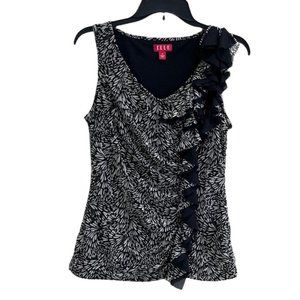 NWT Elle Print Blouse with Ruffle Detail Sz Small